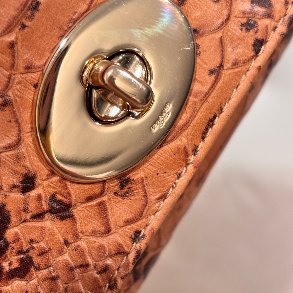 Coach Mini Ruby Brown Python Embossed Small Handb… - image 8